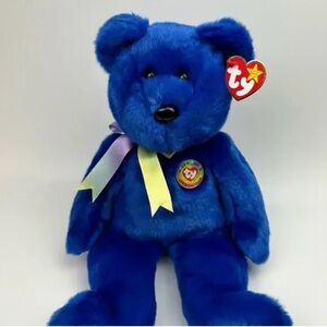 TY 1999 CLUBBY the ROYAL BLUE BEAR BEANIE BUDDY (40$ for bundle of 2)